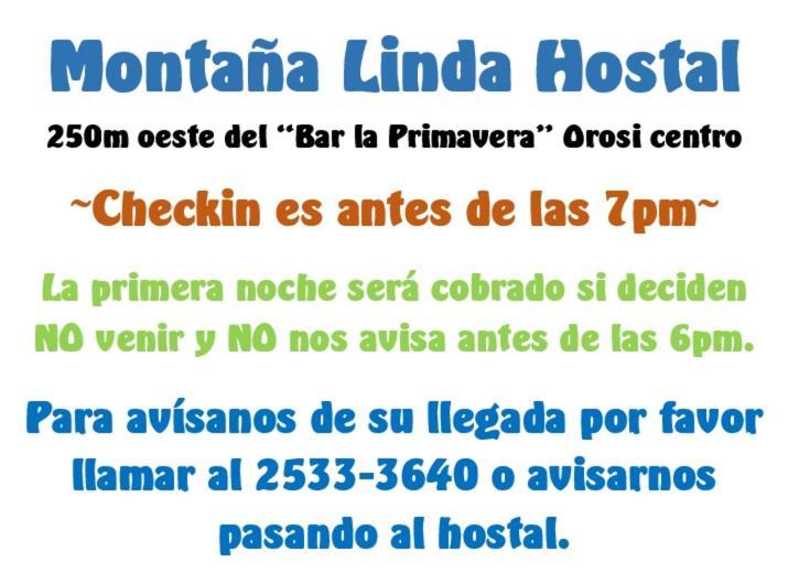 Montana Linda Hostel Orosí Εξωτερικό φωτογραφία